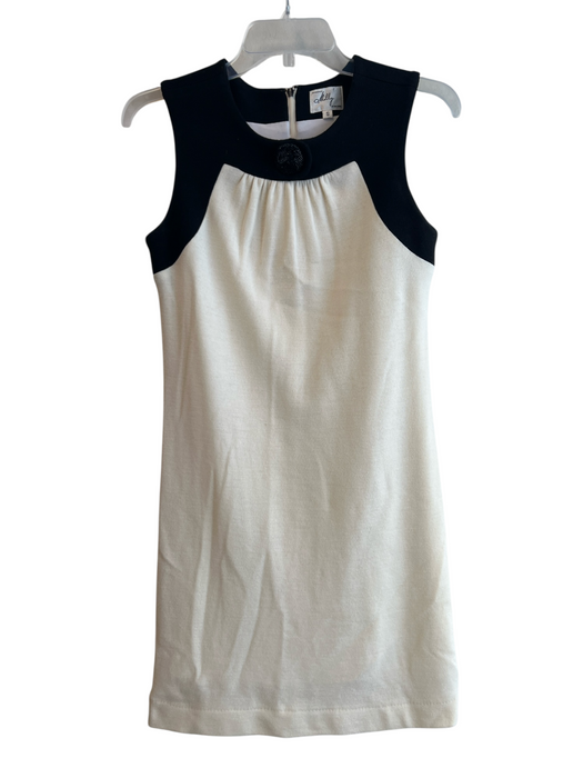Milly Size Small White & Black Knit Lined Sleeveless Round Neck Back Zip Dress White & Black / Small