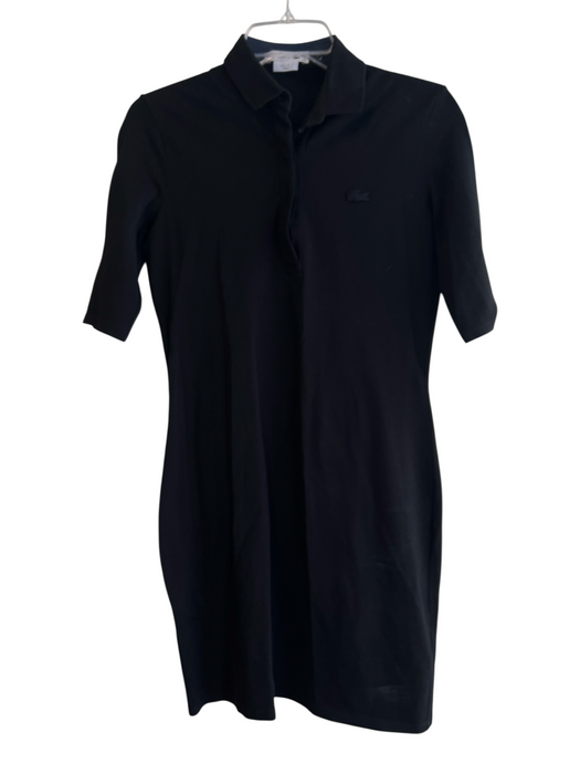 Lacoste Size 36 Black Cotton Blend Short Sleeve Collared Half Sleeve Dress Black / 36