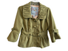 Tabitha Size 4 Green Polyester Lined Ruched Collar Front Button Jacket Green / 4