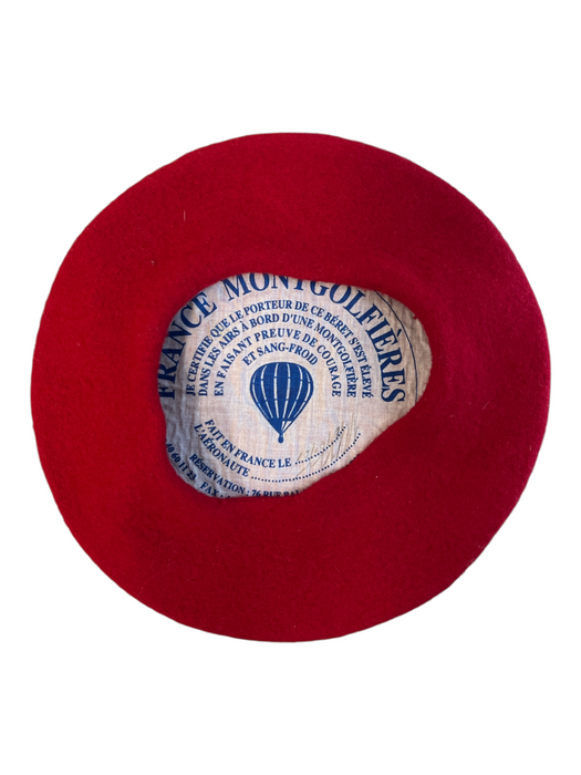 France Montgolfieres Red Wool Beret Hat Red / One Size