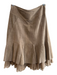 June Size 2 Light Tan Suede Lined Back Zip Seam Detail Ruffle Tiers Skirt Light Tan / 2