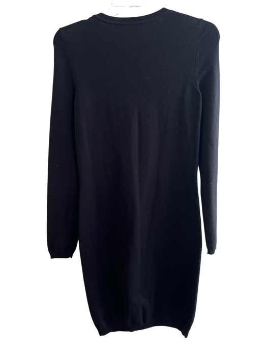 Red Valentino Size Small Black Viscose Blend Round Neck Long Sleeve Dress Black / Small