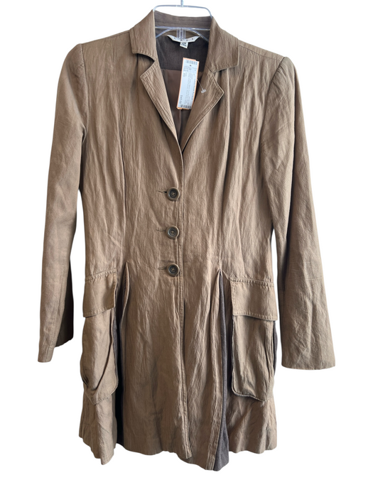 Cabi Size XS Brown Cotton Blend Front Button Pleat Detail Front Pockets Jacket Brown / XS