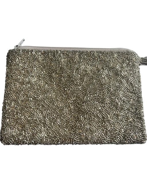 Tiana Silver & Red Beaded Wristlet Zip Close Bag Silver & Red / Mini