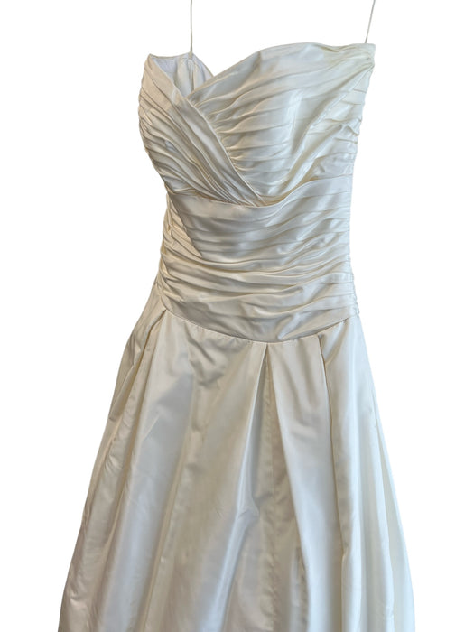 Christos New York Size EST 2 Off White Bustle back Strapless Tulle Wedding Dress Off White / EST 2