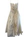 Christos New York Size EST 2 Off White Bustle back Strapless Tulle Wedding Dress Off White / EST 2