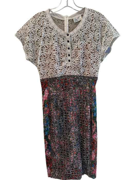Beguile Byron Lars Size 4 Off White & Multi Polyester Back Zip Knee length Dress Off White & Multi / 4
