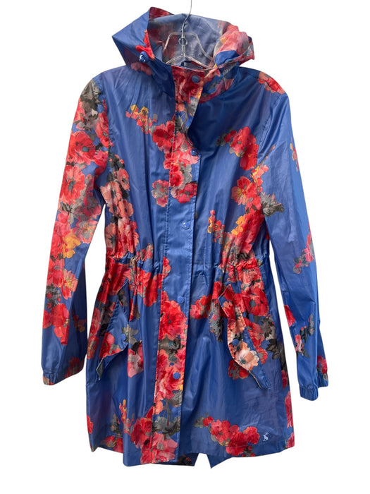 Joules Blue & Multi Polyester Floral Hood Front Zip & Snap Raincoat Blue & Multi / 4
