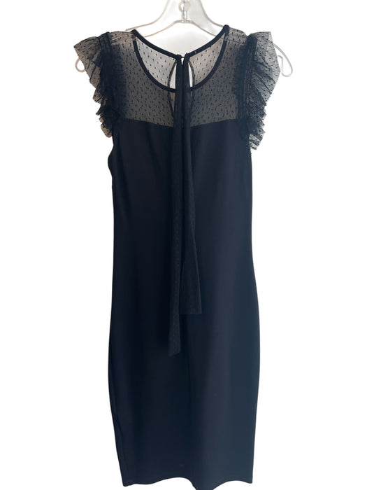 Red Valentino Size Est Small Black Viscose Tie Back Tulle details Bodycon Dress Black / Est Small