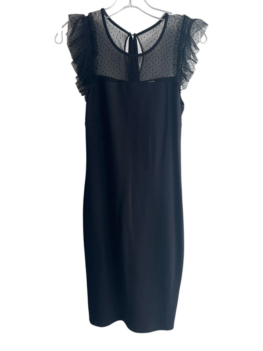 Red Valentino Size Est Small Black Viscose Tie Back Tulle details Bodycon Dress Black / Est Small