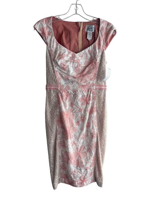 Beguile Byron Lars Size 2 White & Peach Cotton Back Zip Sleeveless Dress White & Peach / 2