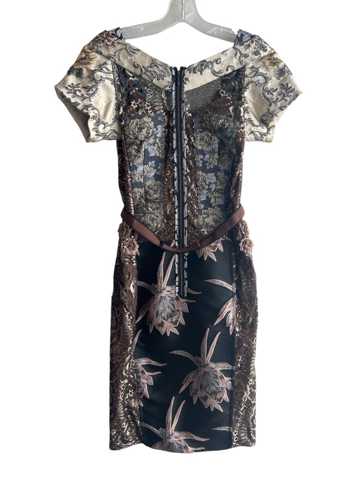 Beguile Byron Lars Size 4 Brown, Silver & Gold Polyester Blend Back Zip Dress Brown, Silver & Gold / 4