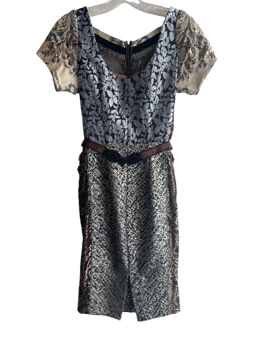 Beguile Byron Lars Size 4 Brown, Silver & Gold Polyester Blend Back Zip Dress Brown, Silver & Gold / 4