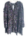 IRO Size 36 Black & Purple Silk Abstract Floral Long Sleeve Tie At Neck Top Black & Purple / 36
