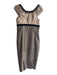 Tracy Reese Size 2 Tan, Brown & Black Cotton Blend Off Shoulder Cap Sleeve Dress Tan, Brown & Black / 2