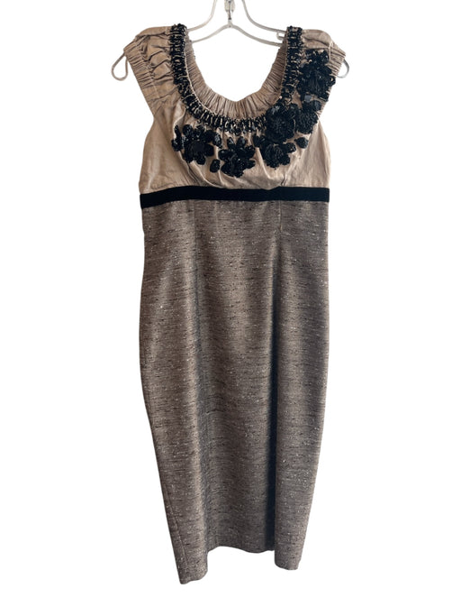 Tracy Reese Size 2 Tan, Brown & Black Cotton Blend Off Shoulder Cap Sleeve Dress Tan, Brown & Black / 2