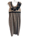 Tracy Reese Size 2 Tan, Brown & Black Cotton Blend Off Shoulder Cap Sleeve Dress Tan, Brown & Black / 2