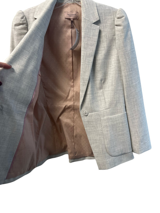 Rebecca Taylor Size 4 Light Gray Viscose Snap Closure Front Pockets Blazer Light Gray / 4