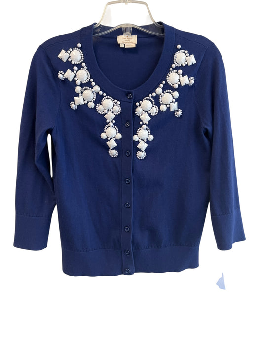 Kate Spade Size Small Navy & white Cotton Front Button Long Sleeve Cardigan Navy & white / Small