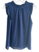 J Crew Size XS Navy Polyester Sleeveless Ruffle Detail Swiss Dot Top Navy / XS