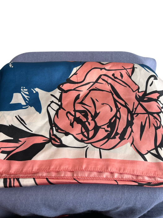 No Brand Teal, Pink & Blue Square Abstract Floral scarf Teal, Pink & Blue / Large