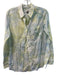 Pilcro Size XS Lime & Blue Cotton Long Sleeve Abstract Clouds Button Down Top Lime & Blue / XS