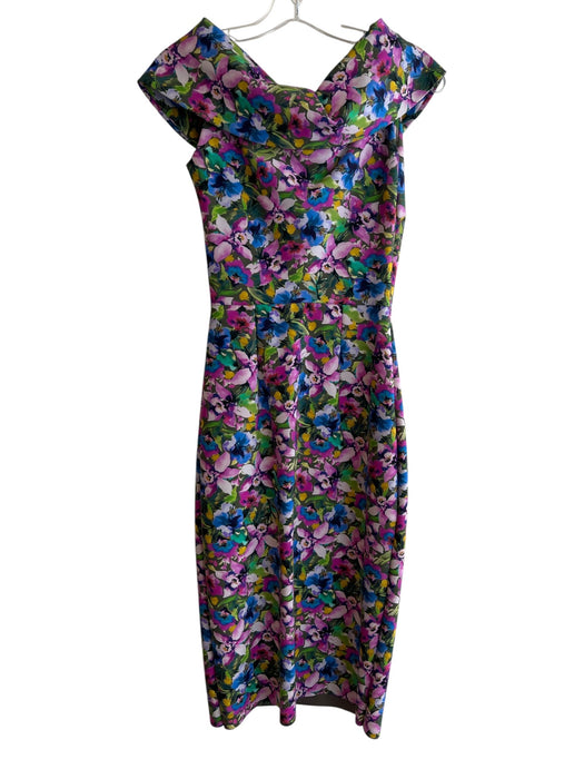 Chiara Boni Size 42 Multi Polyamide Floral Off Shoulder Body Con Dress Multi / 42
