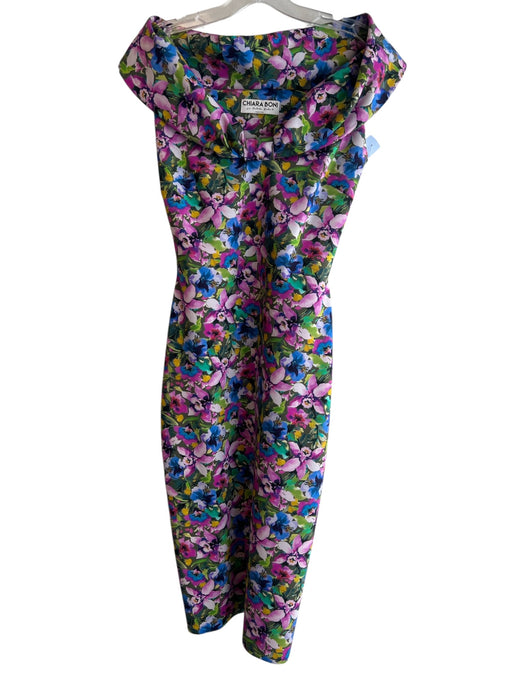 Chiara Boni Size 42 Multi Polyamide Floral Off Shoulder Body Con Dress Multi / 42
