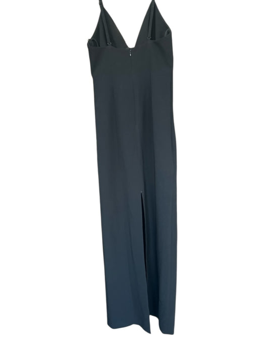 Cinq a Sept Size 10 Black & Silver Triacetate Spaghetti Strap Bow slit Gown Black & Silver / 10
