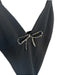 Cinq a Sept Size 10 Black & Silver Triacetate Spaghetti Strap Bow slit Gown Black & Silver / 10