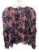 Oliphant Size M Black & Purple Viscose Long Balloon Sleeve Swiss Dot Top Black & Purple / M