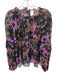 Oliphant Size M Black & Purple Viscose Long Balloon Sleeve Swiss Dot Top Black & Purple / M