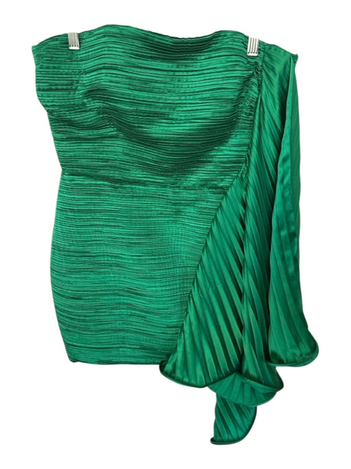 AMUR Size 10 Green Recycled Polyester Strapless Boned Pleated Ruffle Dress Green / 10