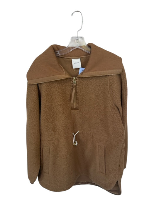 Varley Size M Camel Recycled Polyester Half Zip Fuzzy Gold Hardware Jacket Camel / M