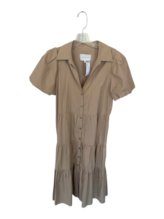 Brochu Walker Size M Tan Polyester Blend Short Balloon Sleeve Collar Maxi Dress Tan / M