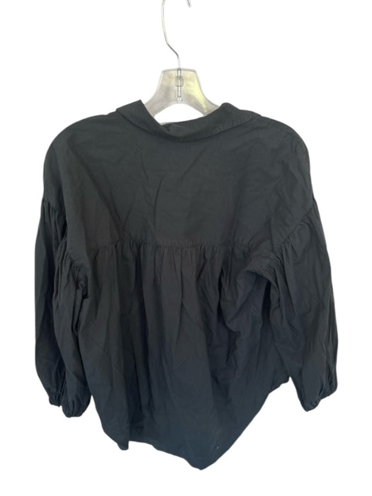 Rails Size M Black Cotton Long Balloon Sleeve Solid Button Down Top Black / M