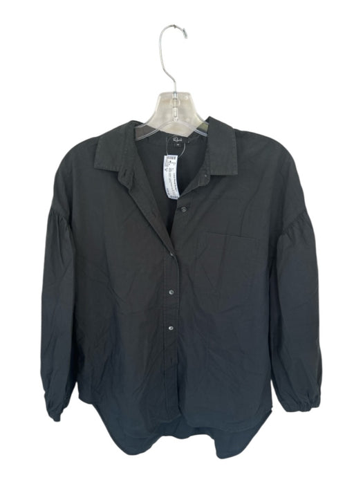 Rails Size M Black Cotton Long Balloon Sleeve Solid Button Down Top Black / M