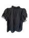 Hunter Bell Size M Black Tencel Blend Short Sleeve Ruffles V Neck Top Black / M