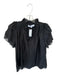 Hunter Bell Size M Black Tencel Blend Short Sleeve Ruffles V Neck Top Black / M
