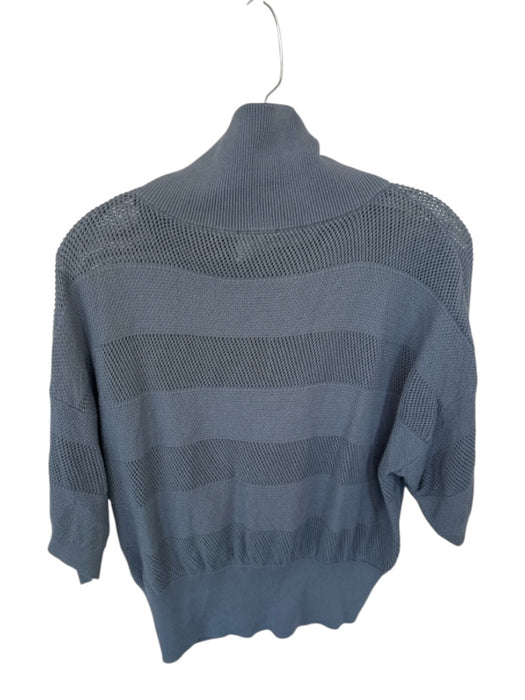 Varley Size M Slate Blue Cotton Short Sleeve Perforated Half Zip Athletic Top Slate Blue / M