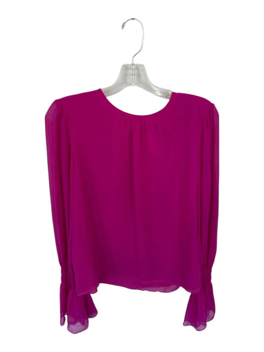 Frame Size M Magenta Silk Long Sleeve Bell Sleeve Top Magenta / M
