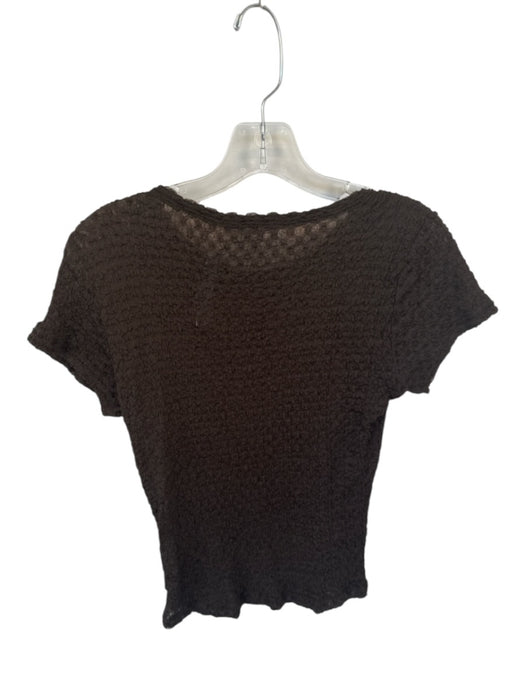 Frame Size L Brown Polyamide Short Sleeve Crinkle Top Brown / L