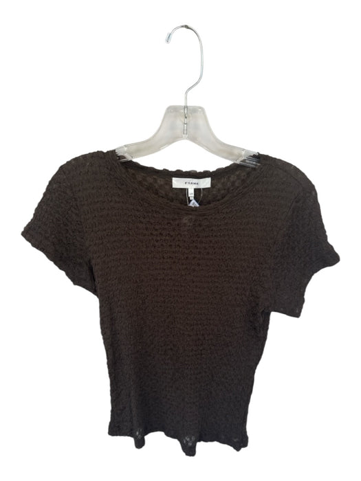 Frame Size L Brown Polyamide Short Sleeve Crinkle Top Brown / L