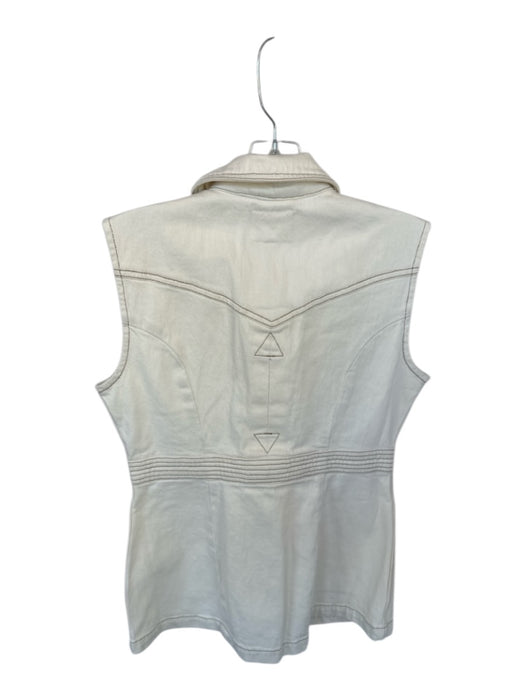 Seventy + Mochi Size S Cream & Brown Cotton Sleeveless Stitching Denim Vest Cream & Brown / S