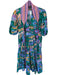 Oliphant Size M Teal & Purple Cotton Long Balloon Sleeve Aztec V Neck Maxi Dress Teal & Purple / M