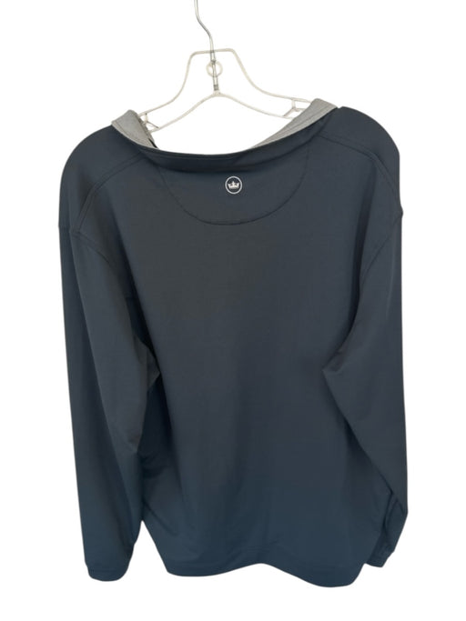 Peter Millar Black & Gray Polyester Solid Half Zip Athletic Men's Pullover Black & Gray / XXL