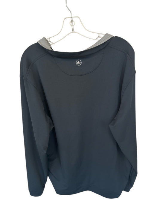 Peter Millar Black & Gray Polyester Solid Half Zip Athletic Men's Pullover Black & Gray / XXL