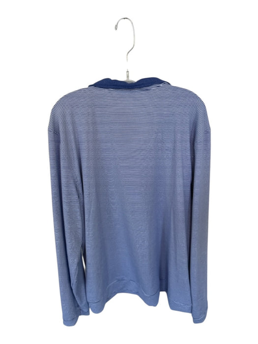 Southern Tide Navy & White Polyester Blend Striped Half Zip Long Sleeve Pullover Navy & White / XXL