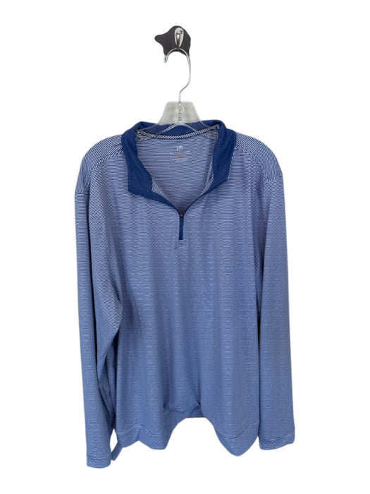 Southern Tide Navy & White Polyester Blend Striped Half Zip Long Sleeve Pullover Navy & White / XXL