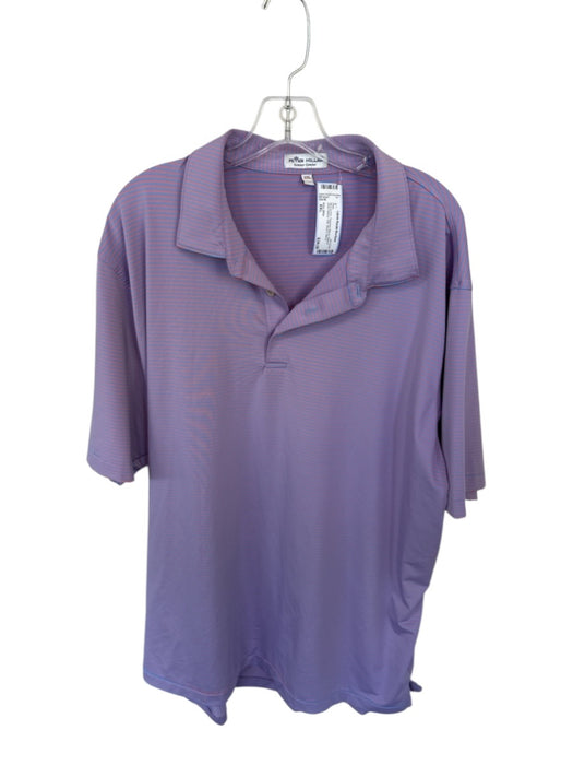 Peter Millar Size XXL Blue & Pink Polyester Blend Striped Golf Men's Polo Blue & Pink / XXL